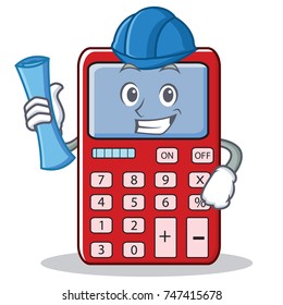 Architect cute calculator character cartoon