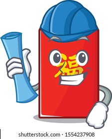 architect cute red envelope on isolated mascot