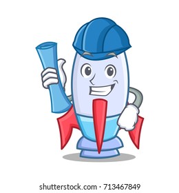 Architect cute rocket character cartoon
