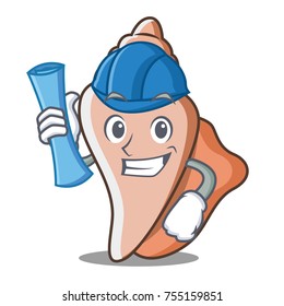Architect cute shell character cartoon