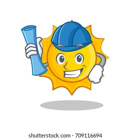 Architect cute sun character cartoon