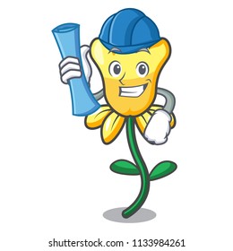 Architect daffodil flower character cartoon
