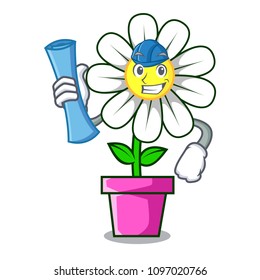 Architect daisy flower character cartoon