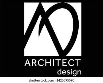 Architect Design Logo Template. 'A' and 'D' letters in a white square. Ideal logo design for a architecture company