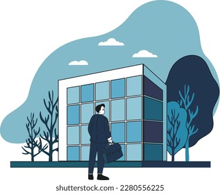 Architect designing buildings and structures illustration in doodle style isolated on background