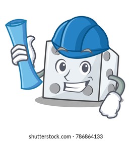 Architect dice character cartoon style