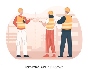 Architect discuss with head engineer about construction project