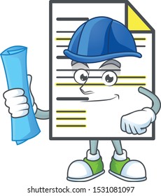 Architect document in the cartoon character mascot.