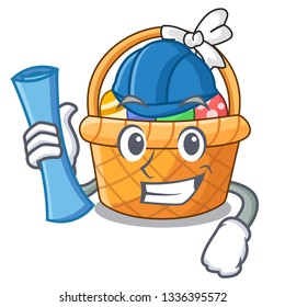 Architect easter basket isolated in the character