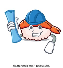 Architect ebi sushi character cartoon
