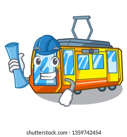 Architect electric train isolated with the cartoon