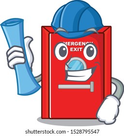 Architect emergency exit door isolated the cartoon