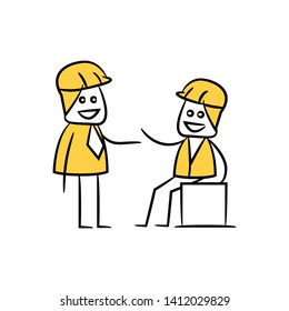 architect and engineer consulting icon stick figure yellow theme