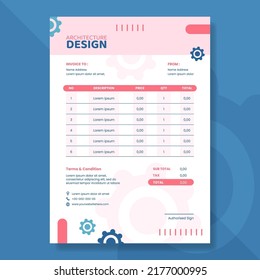 Architect or Engineer Invoice Template Flat Cartoon Background Vector Illustration