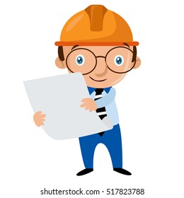 Construction Worker Engineer Architect Holding Projects Stock Vector ...