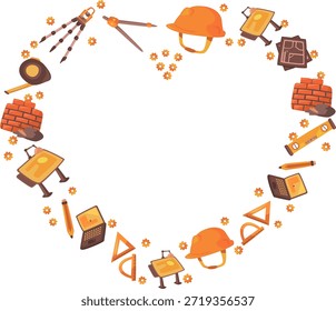 architect equipment love pattern border for ornament or decoration