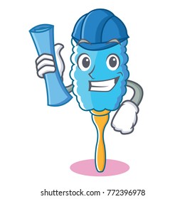 Architect feather duster character cartoon