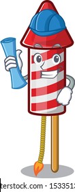Architect fireworks rocket placed in mascot box