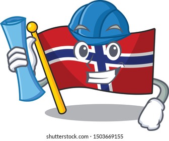 Architect flag norway isolated in the mascot