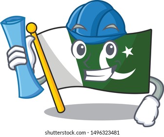 Architect flag pakistan character in shaped mascot