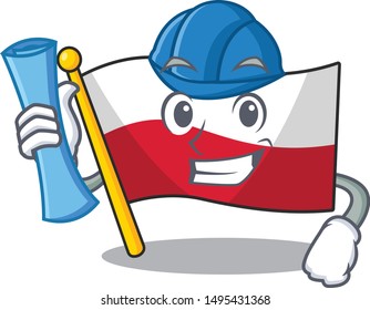 Architect flag poland hoisted on mascot pole