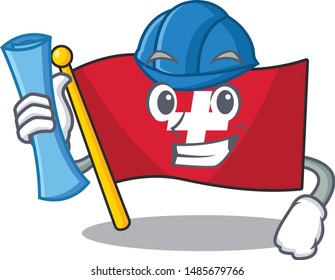 Architect flag switzerland isolated in the character
