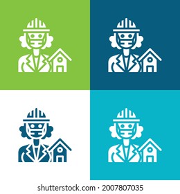 Architect Flat four color minimal icon set