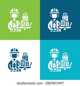 Architect Flat four color minimal icon set