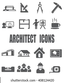 Architect Flat Icon Set - EPS 10 Vector