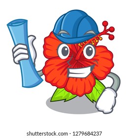 Architect flower hambiscus in a cartoon pot