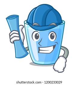 Architect fresh water glass in table cartoon