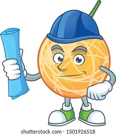 Architect fruit cantaloupe cartoon character for food