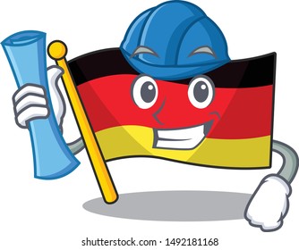 Architect germany flag flutter on cartoon pole