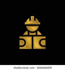 Architect gold plated metalic icon or logo vector