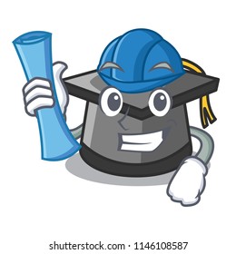 Architect graduation hat character cartoon
