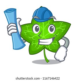 Architect green ivy leaf on character cartoon