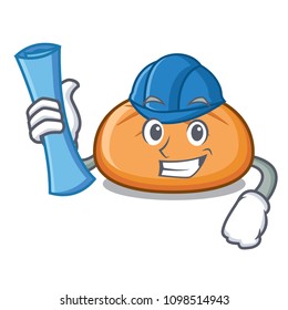 Architect hamburger bun character cartoon