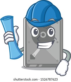 Architect hard drive internal mascot isolated cartoon