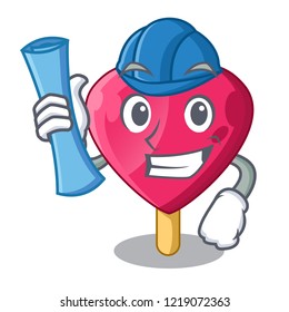 Architect heart character ice cream on candy