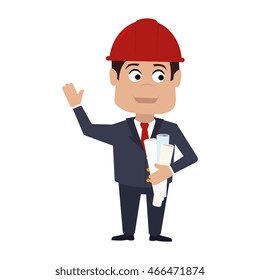architect helmet designs man plan construction cartoon vector graphic isolated and flat illustration avatar 