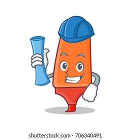 Architect highlighter cartoon character style