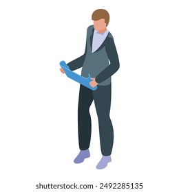 Architect is holding a blueprint and thinking about a project