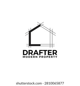 Architect home drafter vector logo design