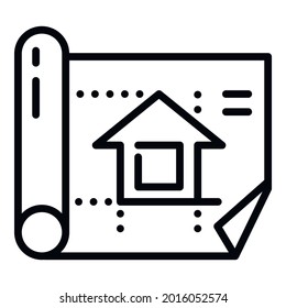 Architect house construction icon. Outline architect house construction vector icon for web design isolated on white background