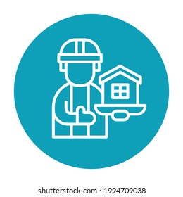 architect house icon thin line building architecture male flat profeccional home construction real estate builder engineer blue