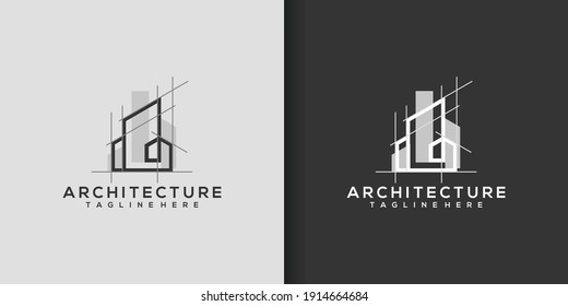 Architect house logo, architectural and construction design vector