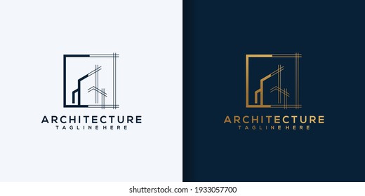 Architect house logo, architectural and construction design vector