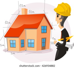 architect with house vector cartoon illustration - Powered by Shutterstock - Get 15% off with code: PIKWIZARD15