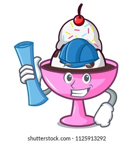 Architect ice cream sundae character cartoon