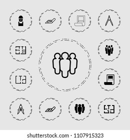 Architect icon. collection of 13 architect filled and outline icons such as plan, worker, compass. editable architect icons for web and mobile.